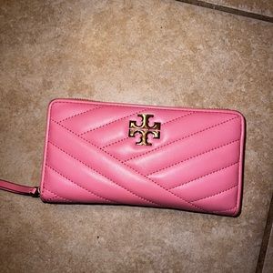 Tory Burch pink Kira zip continental wallet